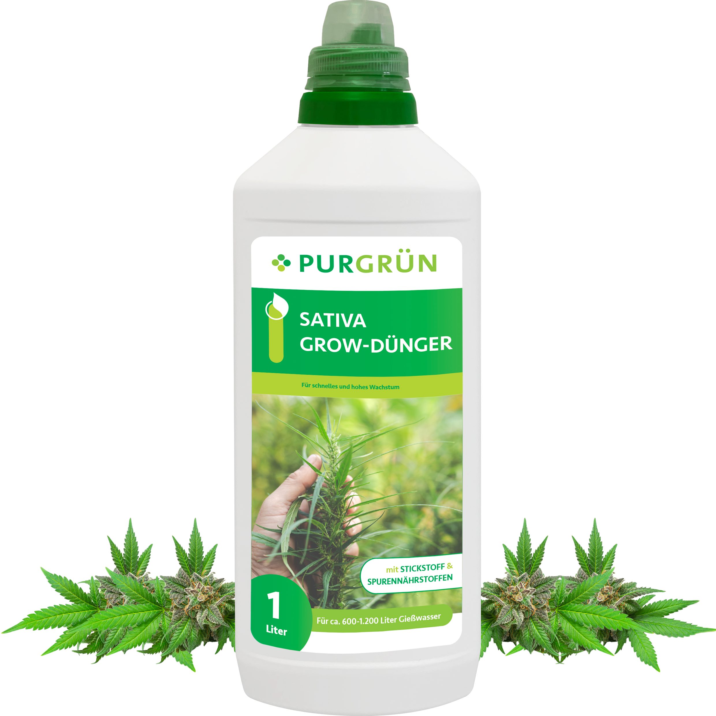 Pflanzendünger Purgrün Sativa Grow Dünger, NPK 5+4+6, für schnelles Wachstum, 1L