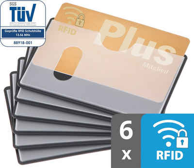 valonic Etui valonic - Kreditkartenhüllen RFID-Block 6 Stück Einschub oben 59 x 91 mm, transparent, abgeschirmt, RFID NFZ Schutz, Kreditkarte, Scheckkarte