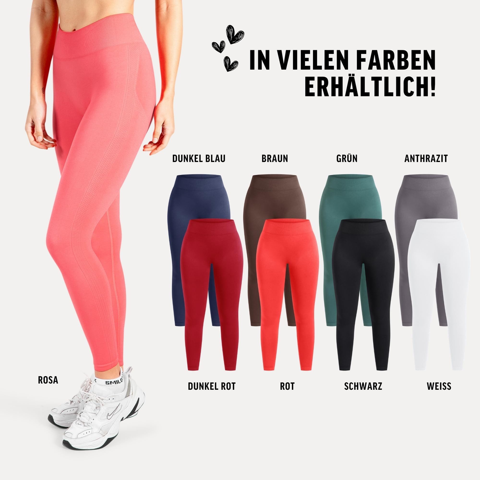 Smilodox Leggings Cetrina, Push Up Scrunch Leggings mit Schriftzug Fitness & Alltag Seamless, High Waist, Scrunch Sporthose, Atmungsaktiv, Blickdicht