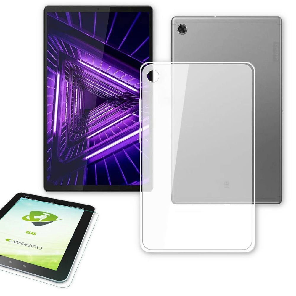 Wigento Tablet-Hülle Für Lenovo Tab M10 HD 2. Gen 2020 TB-X306F Transparent  Hülle Tablet Tasche Cover + H9 Hart Glas
