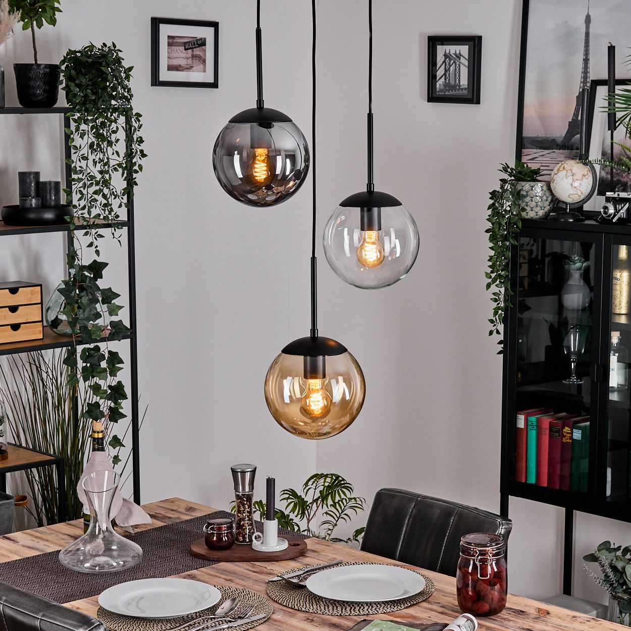hofstein Hängeleuchte moderne Hängelampe aus Metall/Glas günstig online kaufen