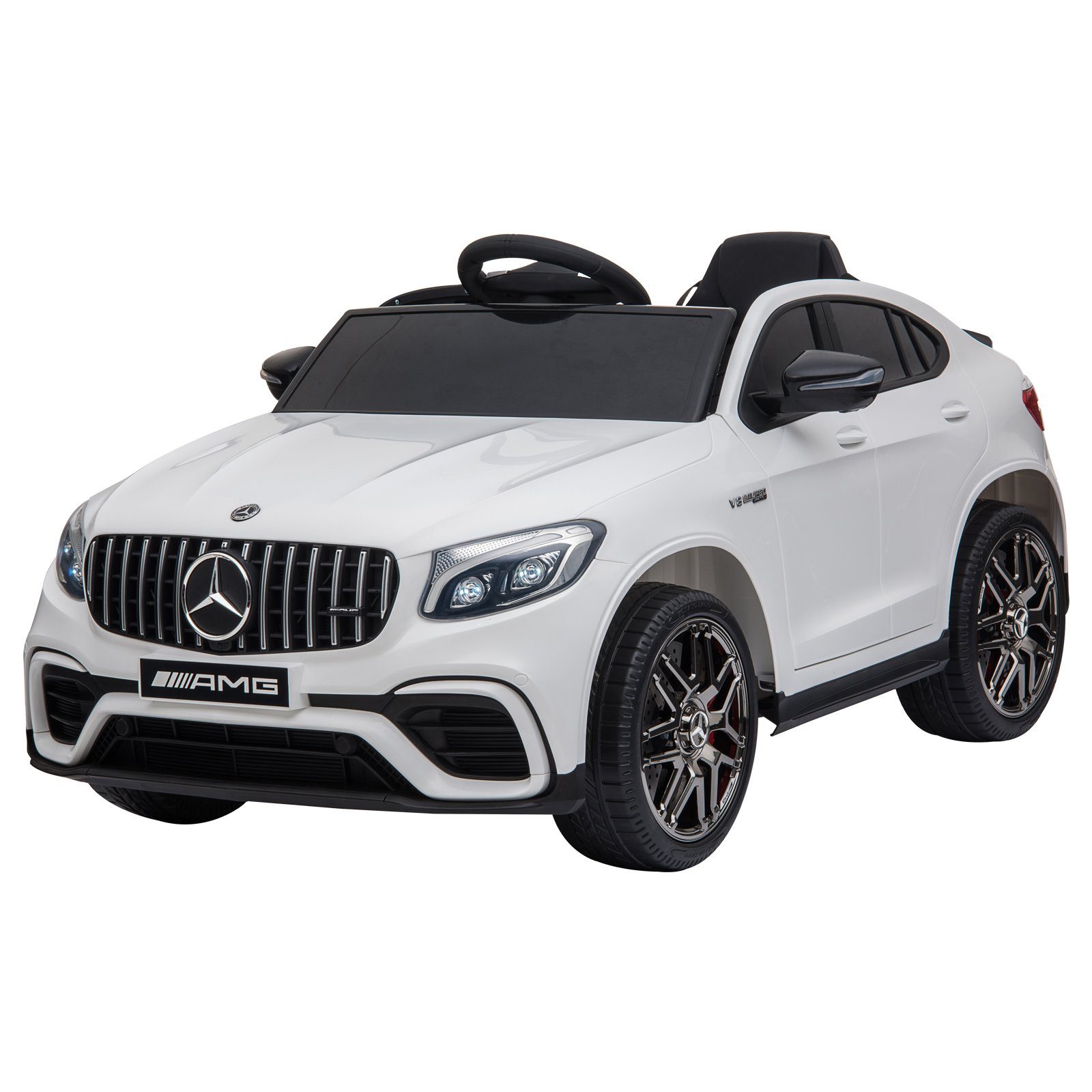 HOMCOM Elektro-Kinderauto Kinderfahrzeug, Elektroauto, mit Fernbedienung Sicherheitsgurt, Belastbarkeit 30 kg, (1-tlg), für Kinder, Weiß