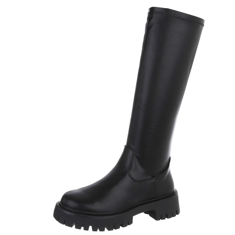 Ital-Design Kniehohe Damenstiefel mit bequemer Sohle für Alltag Plateaustie günstig online kaufen
