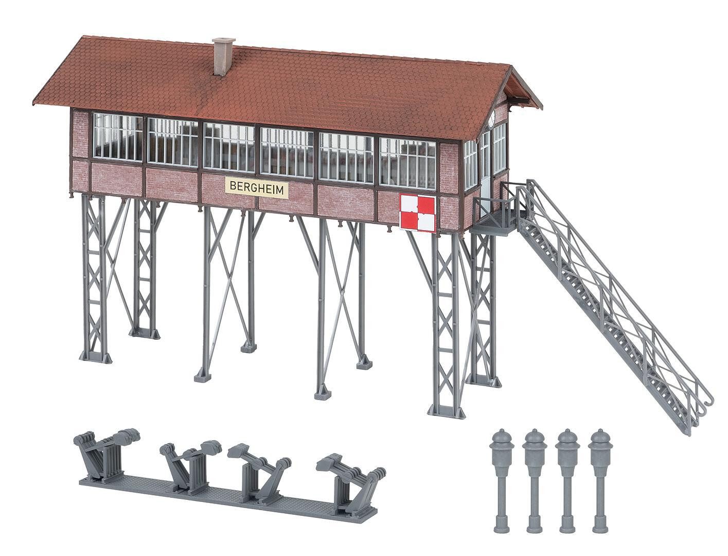 Faller Modelleisenbahn-Gebäude Faller H0 120090 Gebäude-Bausatz Stellwerk Bergheim Epoche II 242 ..., Spur H0