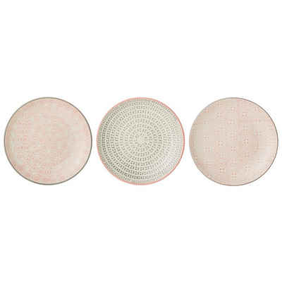 Bloomingville Speiseteller »Cécile Plate«, 3er Set Teller, Essteller, 16cm, rund, Keramik, skandinavisches Design, rosa/grau