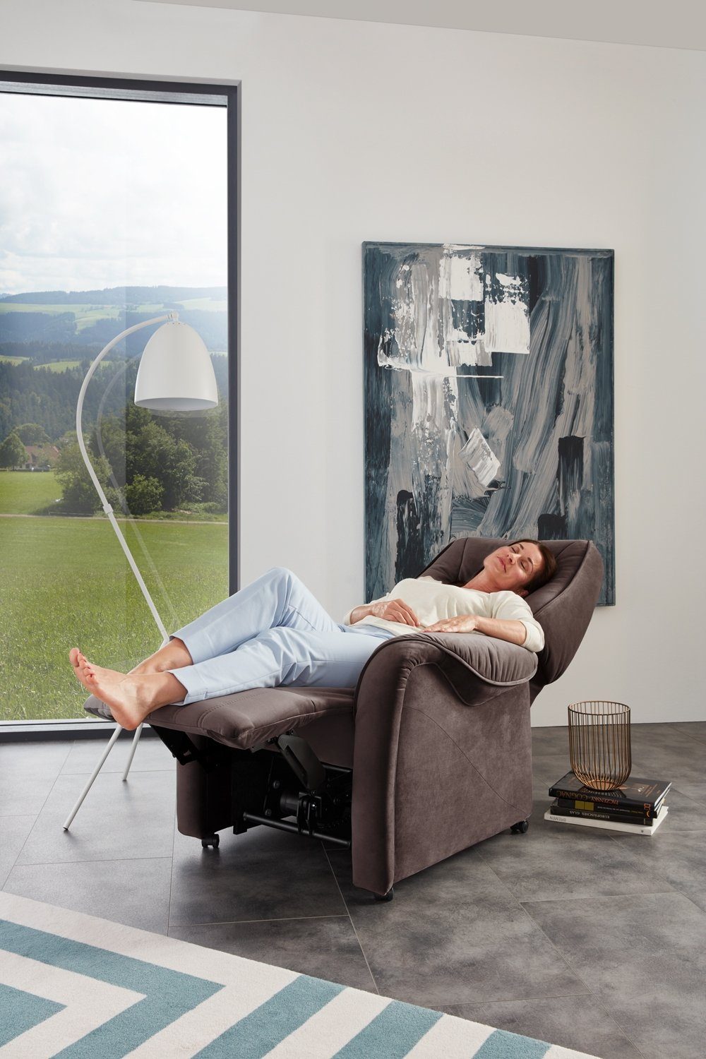 Aufstehhilfe Relaxfunktion Braun, und 2-motorig, himolla Fernsehsessel TV-Sessel Polyester, verstellbar, FRED, mit Elektrisch