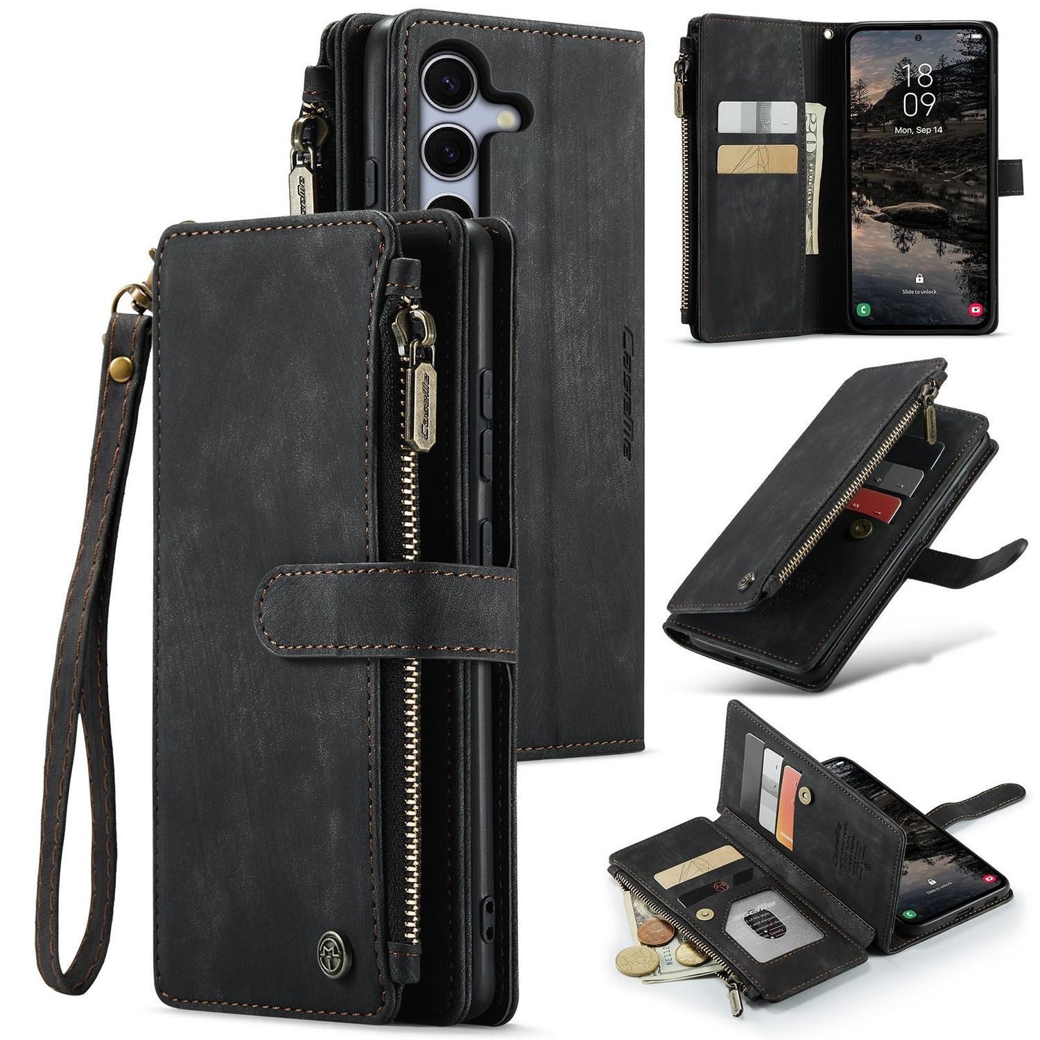 Handyhülle Für Samsung Galaxy S25 Plus Kunstleder Multifunktion Tasche Hülle Case