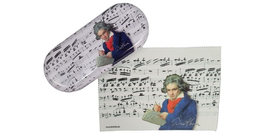 Fridolin Brillenetui, aus Metall, Ludwig van Beethoven, Hardcase, mit Brillenputztuch