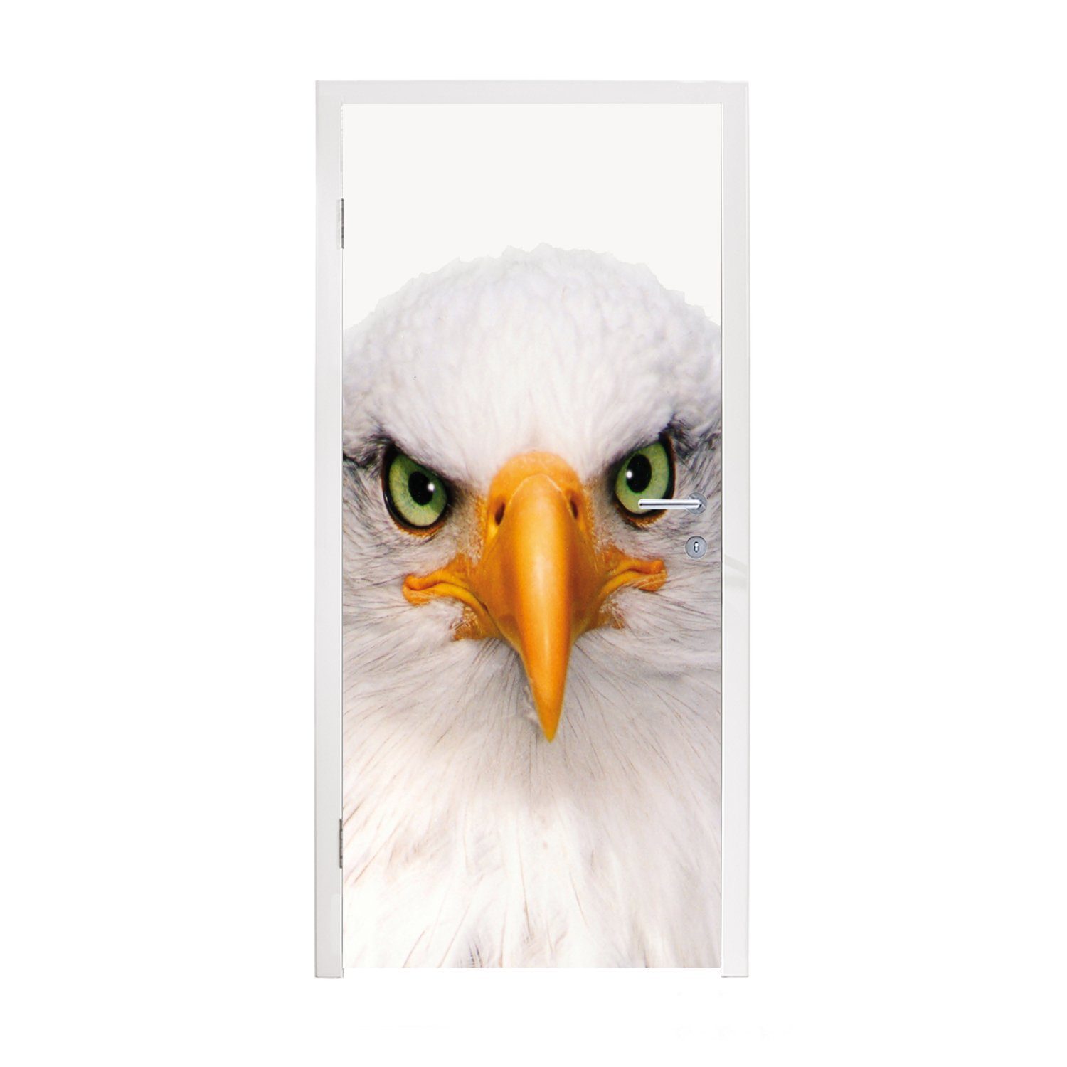 MuchoWow Türtapete Jungen Porträt 75x205 - cm für bedruckt, Fototapete Tür, - -, Amerikanischer Matt, - (1 - Adler Türaufkleber, St), Weißkopfseeadler Vogel