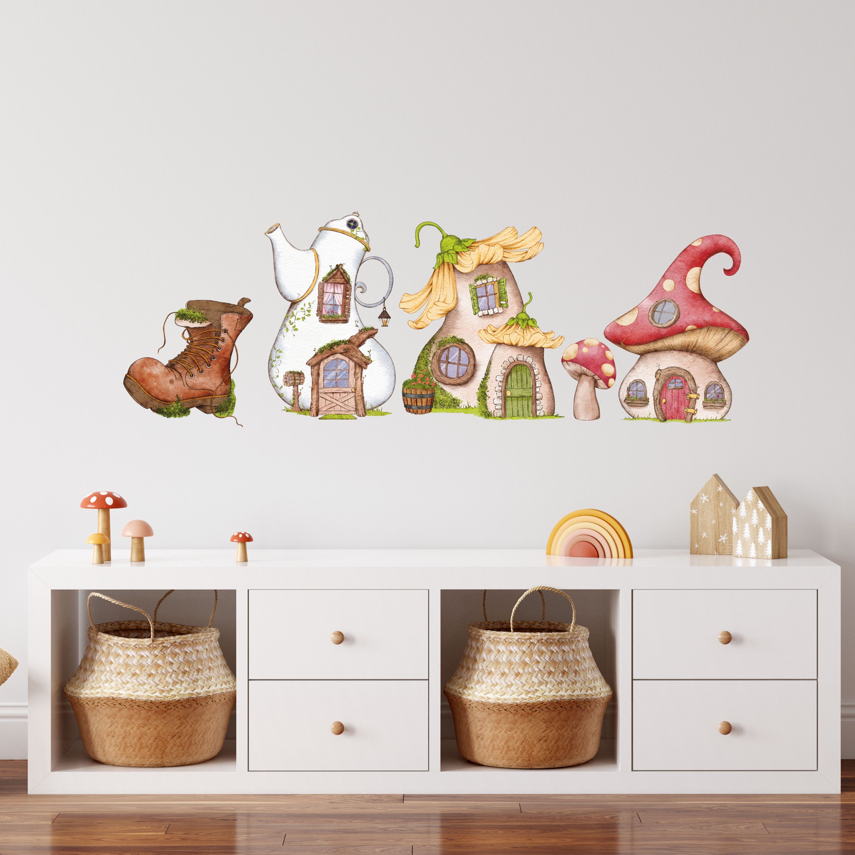 Sunnywall Wandtattoo Niedliche Häuser, passend für Sunnywalls Sets kleine Maus