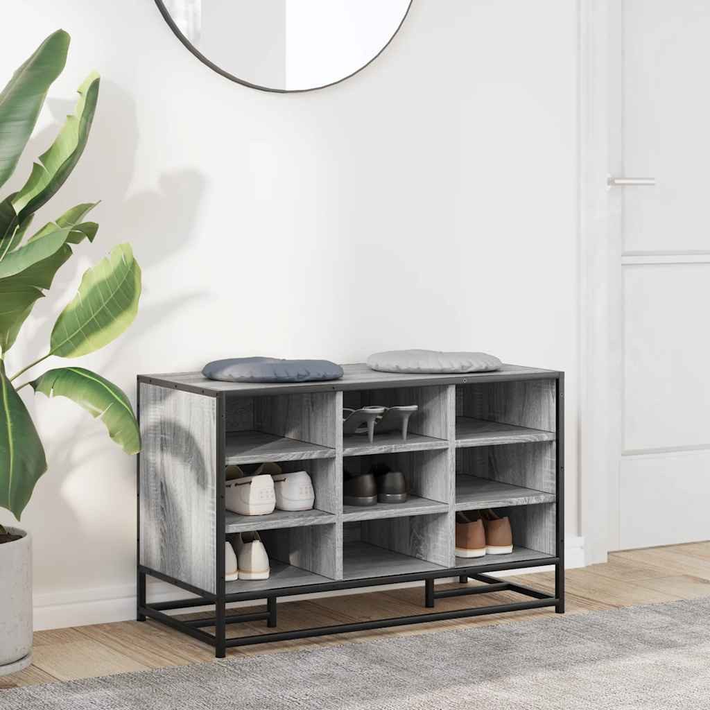 vidaXL Sitzbank Schuhbank Grau Sonoma 84x40x53,5 günstig online kaufen