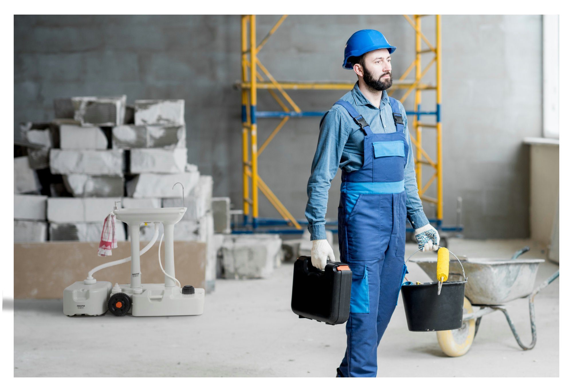 Stagecaptain Waschbecken PSW-30 Portables Festival Camping-Waschbecken (mit 30 Liter Wassertank, 1-St., inkl. Spender für Flüssigseife & Handtuchhalter), Spülbecken mit mechanischer Wasserpumpe