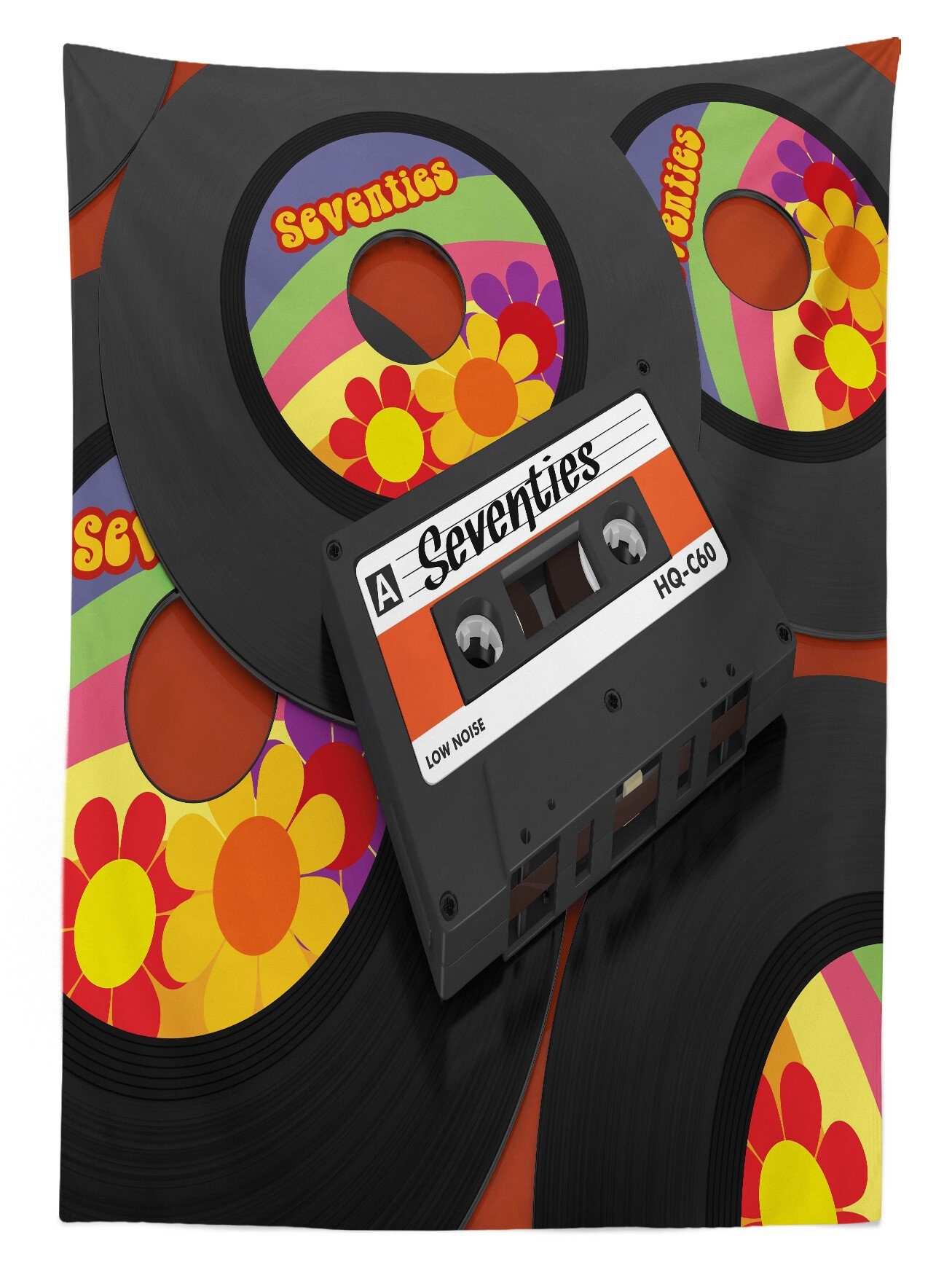 Abakuhaus Waschbar Farbfest Tischdecke Bereich Kassette Für Farben, Klare 70er Musik geeignet Vinyl Außen den