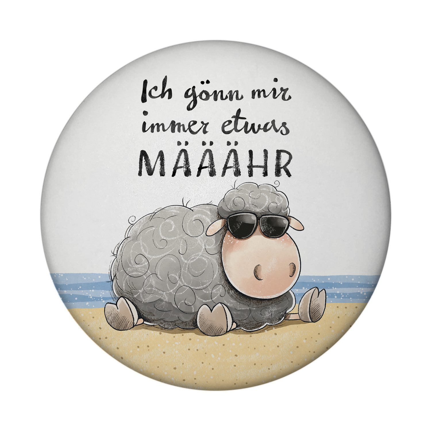 Magnet Schaf Magnet mit Flaschenöffner rund Spruch Ich gönn mir immer etwas