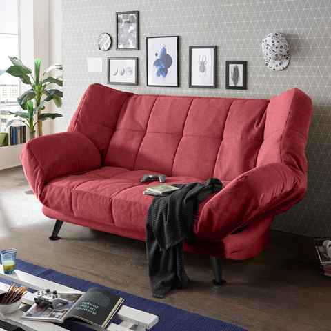 Lomadox Schlafsofa INSUL-09, Schlafcouch, Bettsofa mit Bettkasten und Schlaffunktion, rot