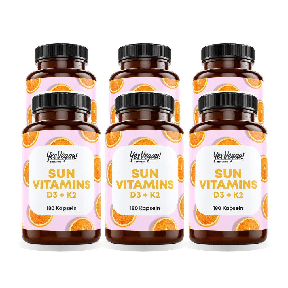 Yes Vegan Vitamin D3 K2 Omega 3 hochdosiert, 5000 IE Depot Kapseln, 6 er Spar-Set à 180 St., 92 g, vegan, laktosefrei, glutenfrei
