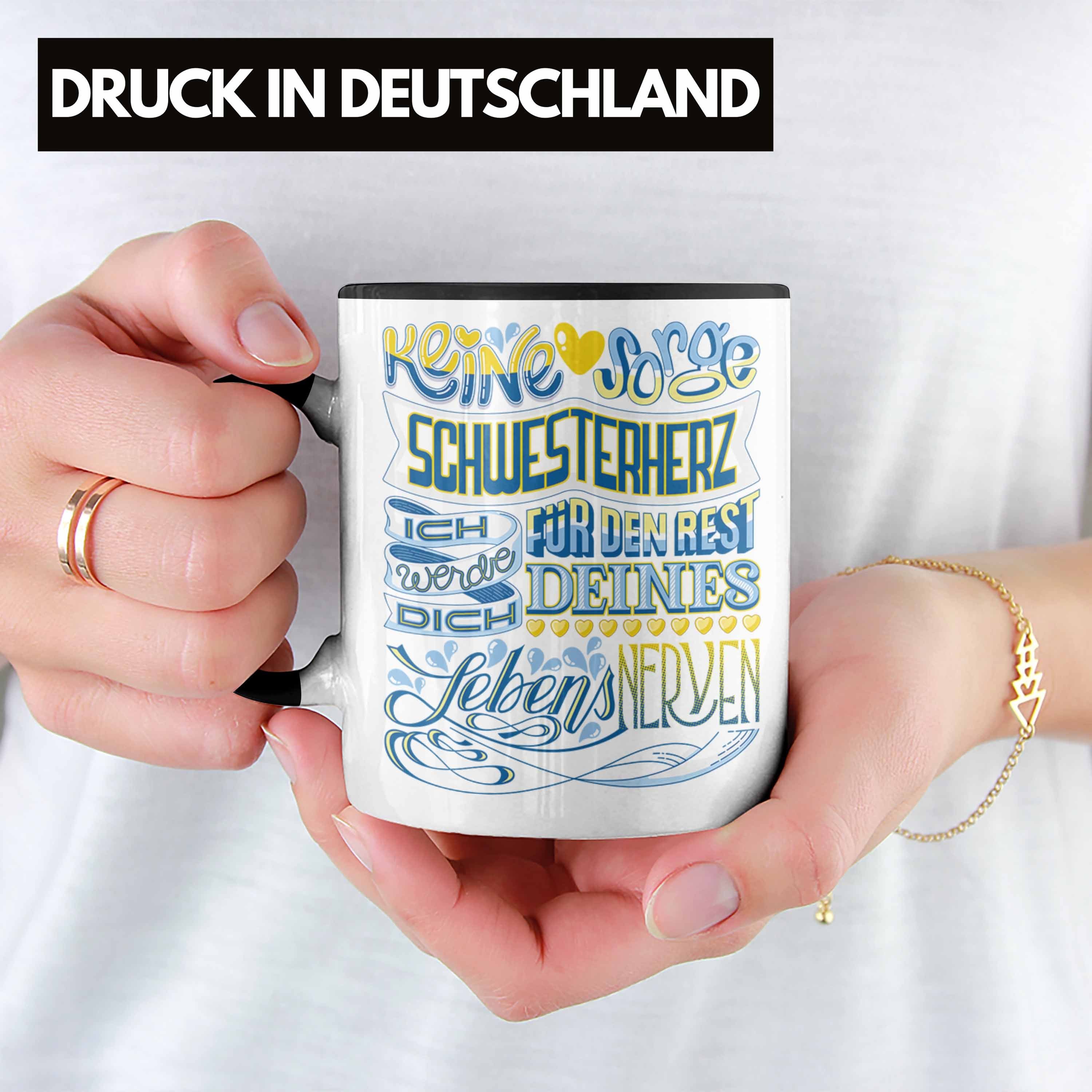 Trendation Tasse Trendation von Geschenk Tasse Schwester Schwester an - Geschenkidee Beste Schwester Bruder Lieblingsschwester Schwarz von