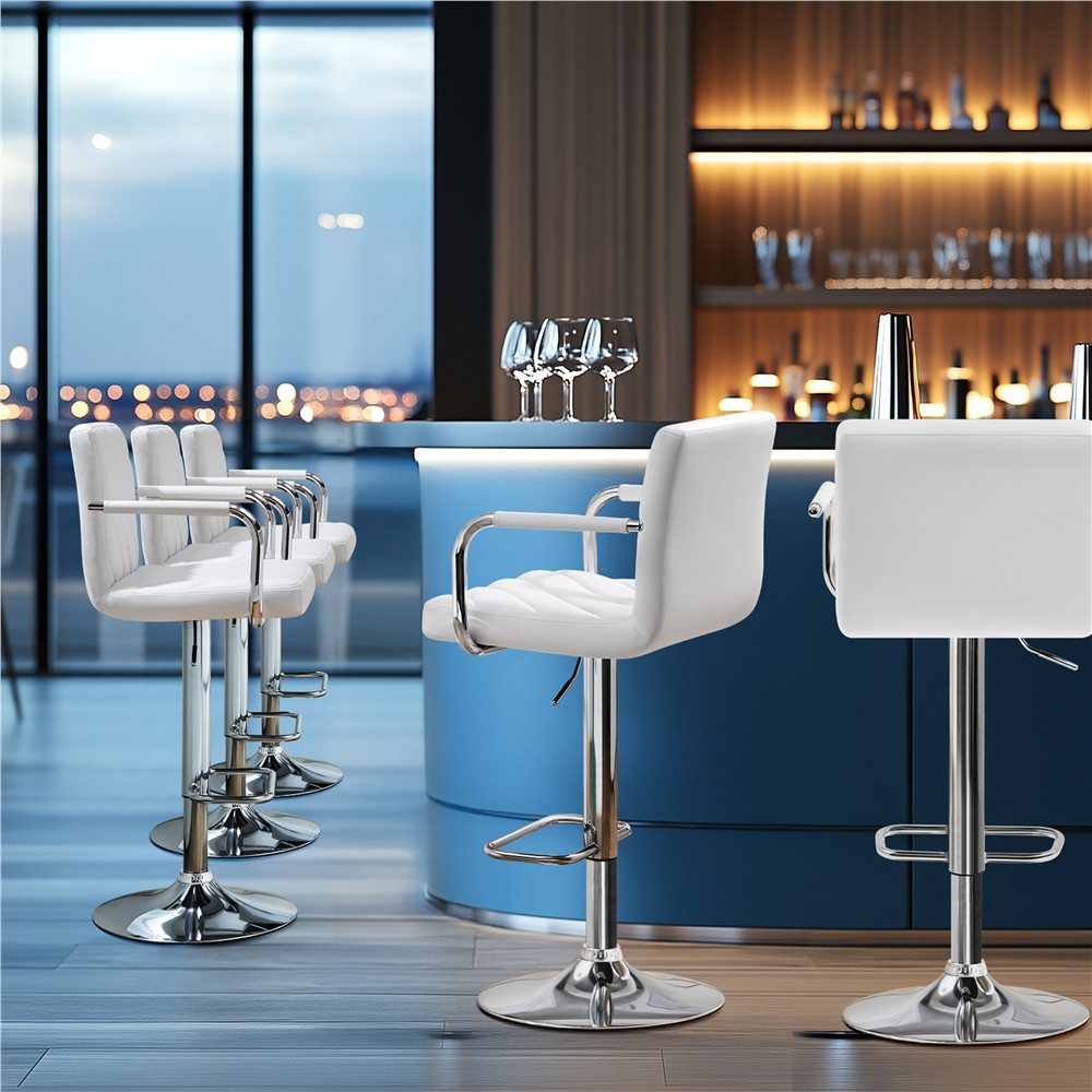 Yaheetech Barhocker 2/4-er Set (2 St), Höhenverstellbarer Barstuhl mit Armlehnen, Sitzhöhe 62,5 cm – 84,5 cm