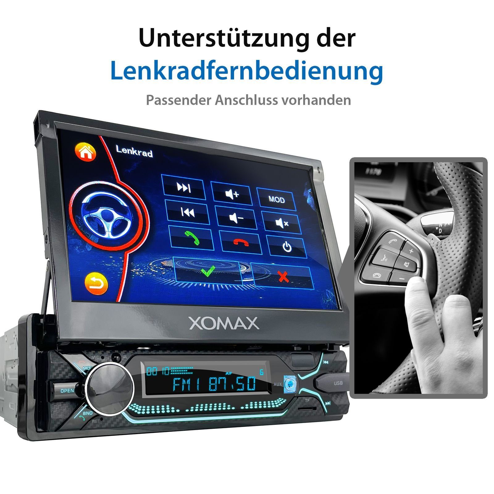 DIN USB, 1 Autoradio mit 7 SD, Zoll Bluetooth, XOMAX XM-V747 Bildschirm, Autoradio