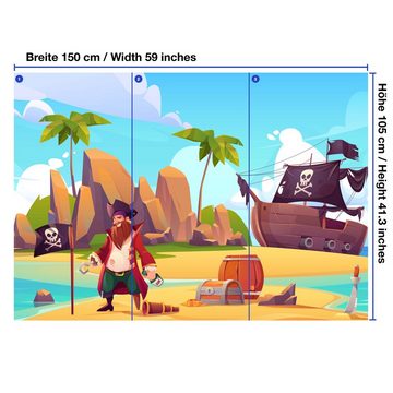 wandmotiv24 Fototapete Pirat Schatztruhe Piratenflagge, glatt, Wandtapete, Motivtapete, matt, Vliestapete