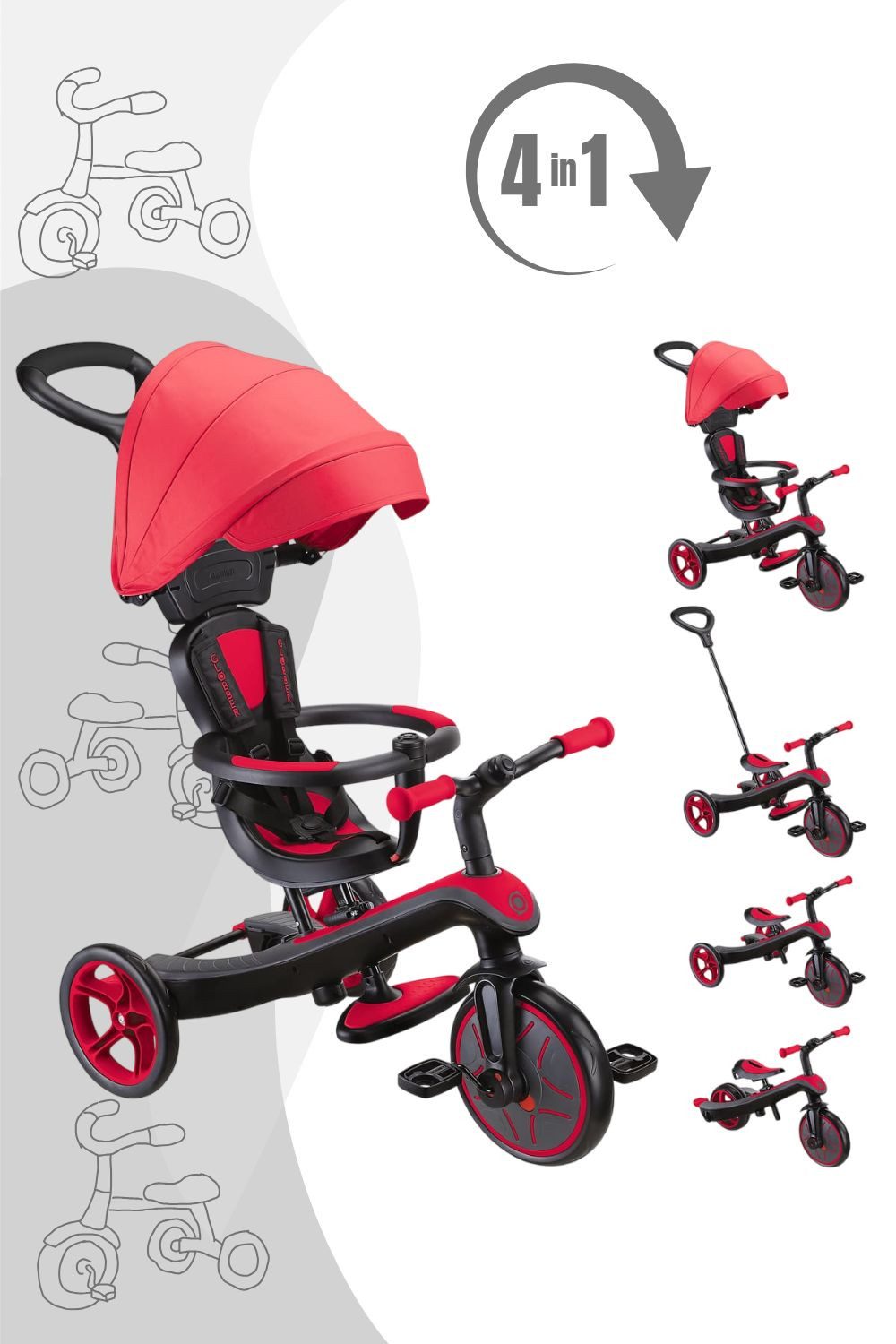 Globber Laufrad Trike Explorer 4-in-1 Dreirad günstig online kaufen