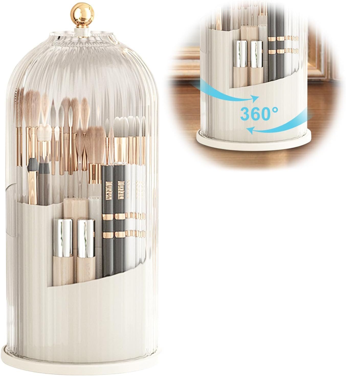 NUODWELL Make-Up Organizer 360° drehbarer Make-up-Organizer, Organizer mit transparentem Deckel