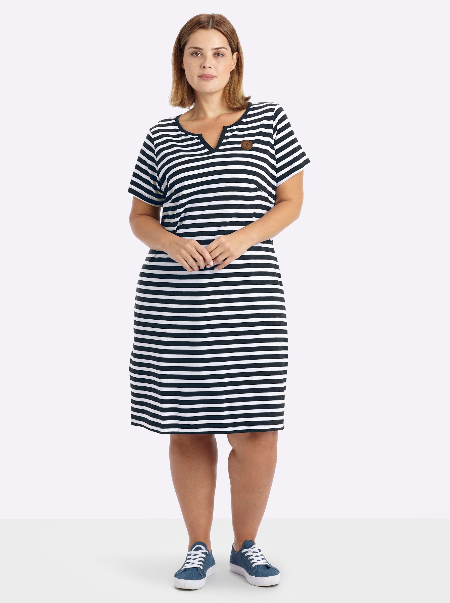 Sheego Jerseykleid Jersey-Kleid Kurzarm