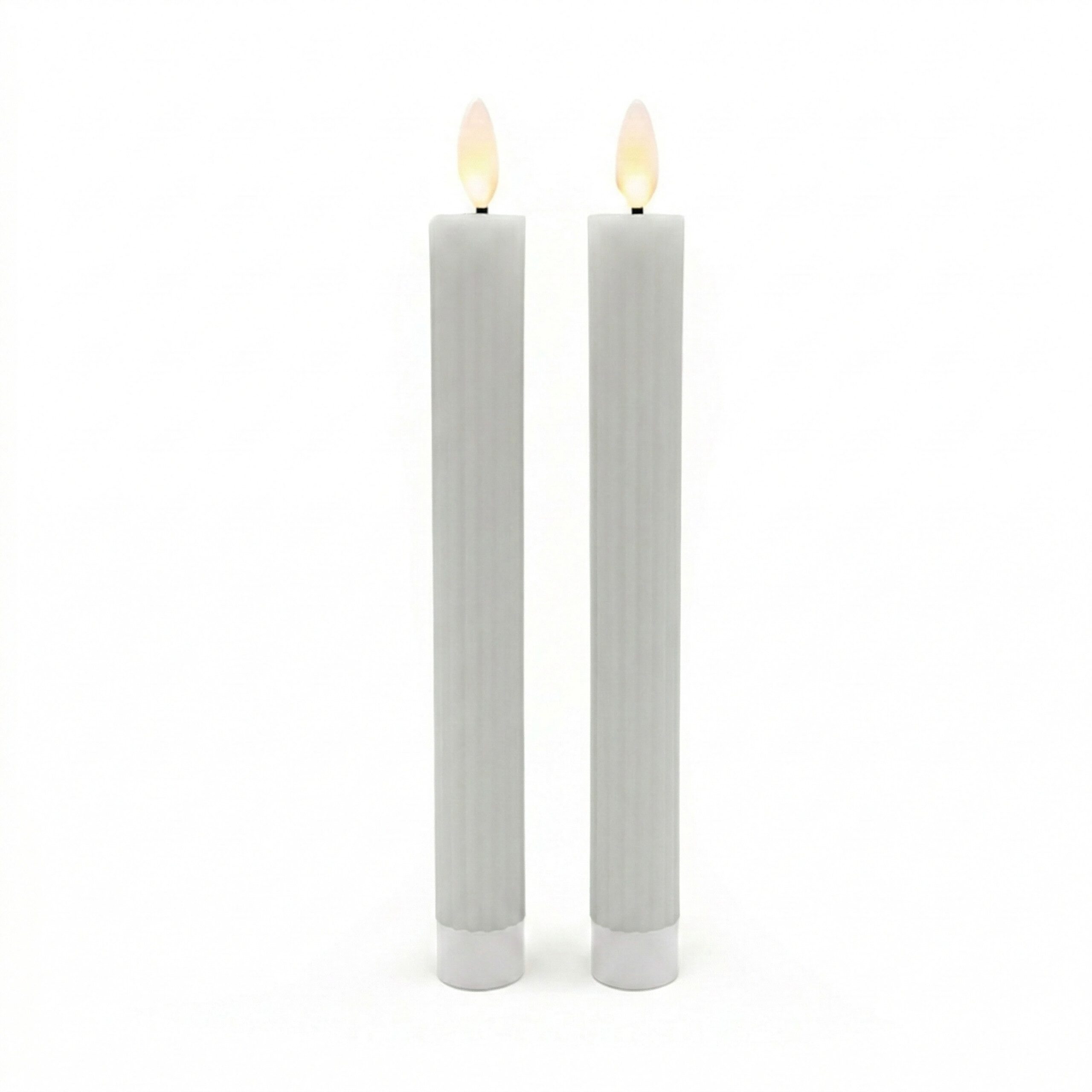 relaxdays LED-Kerze LED Stabkerzen 2er Set, Hellgrau