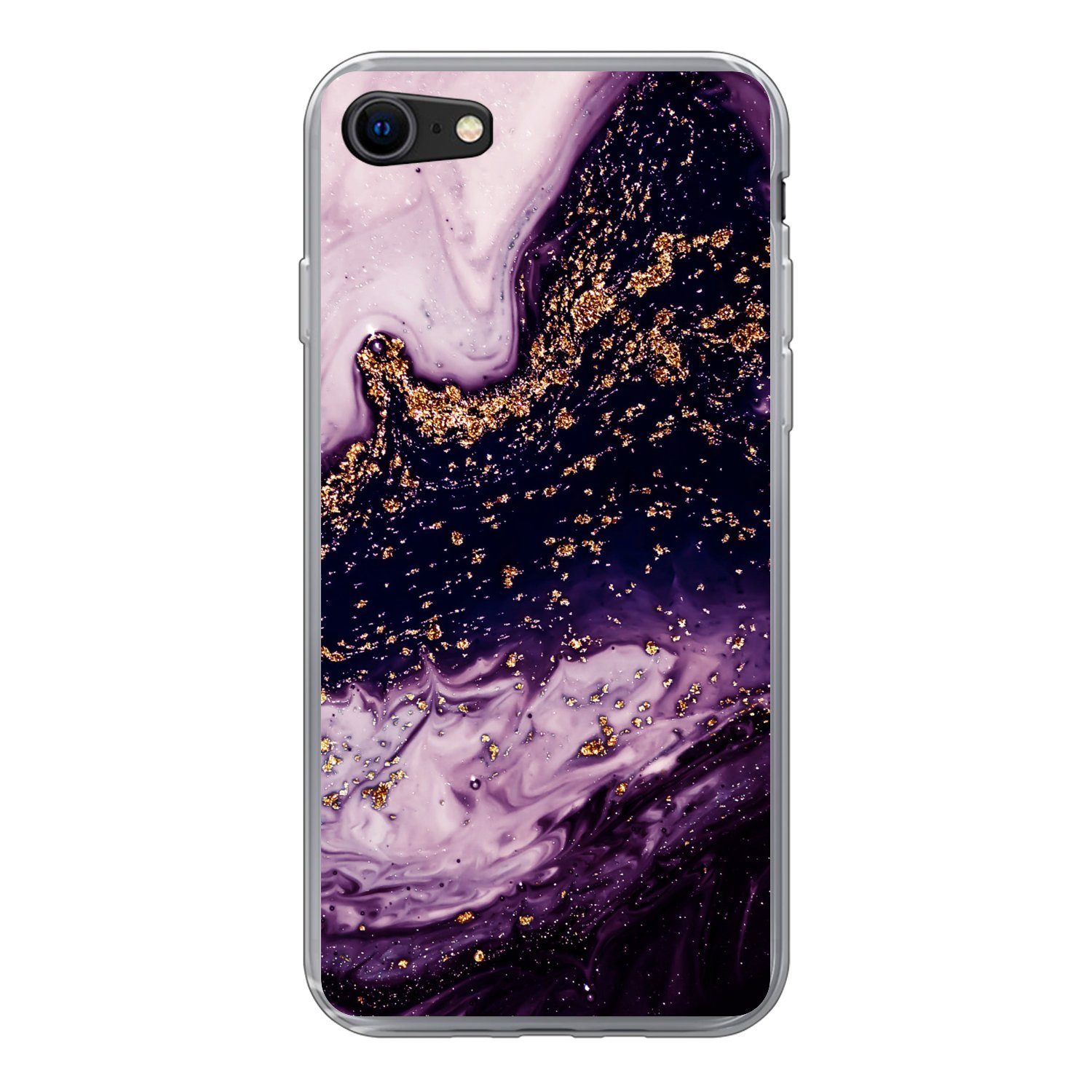 MuchoWow Handyhülle für Apple iPhone 8 Marmor - Gold - Naturstein, Smartphone-Bumper, Print, Handy Schutzhülle Dünn