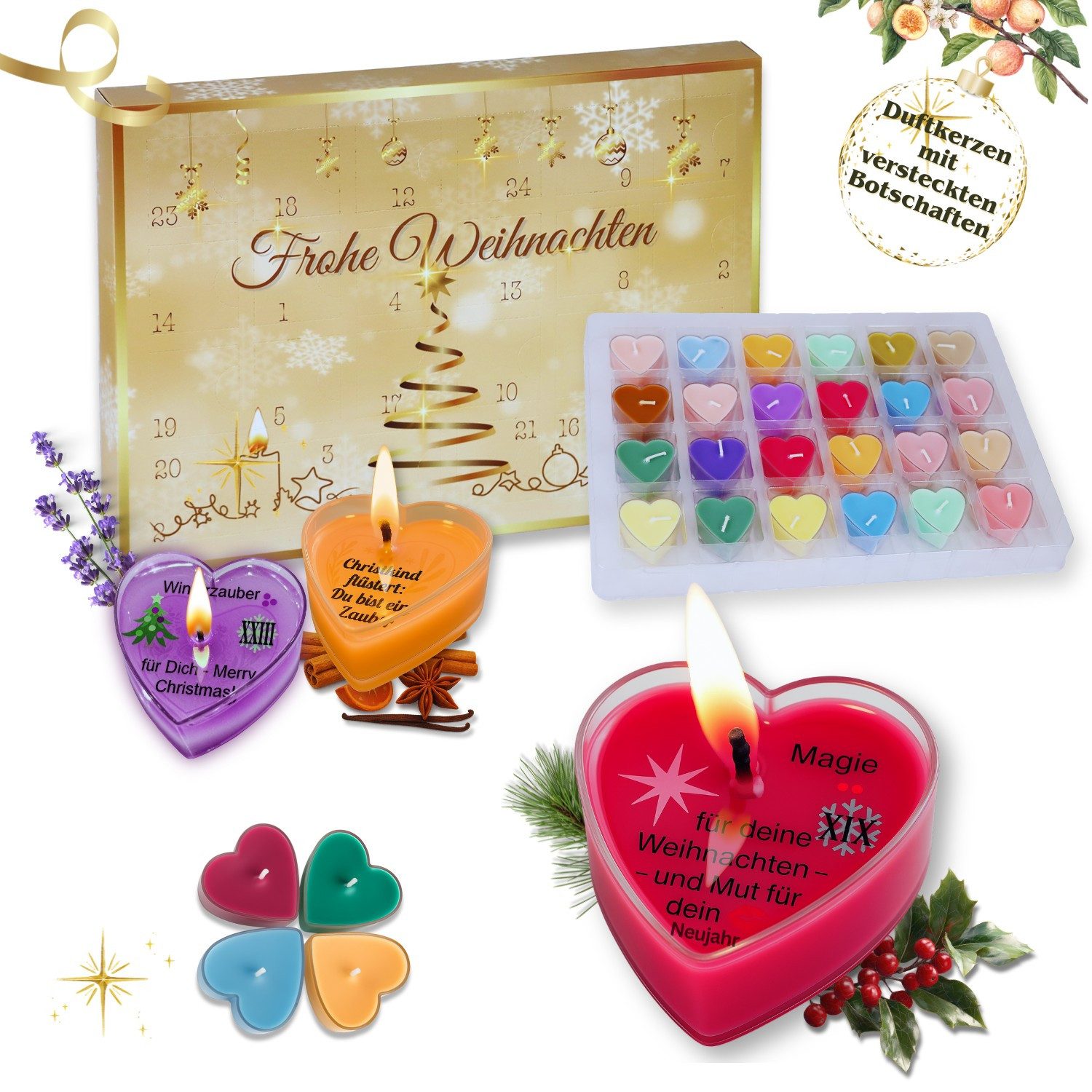 Lucadeau Adventskalender Duftkerzen mit 24 Düften & Botschaften - Geschenke günstig online kaufen