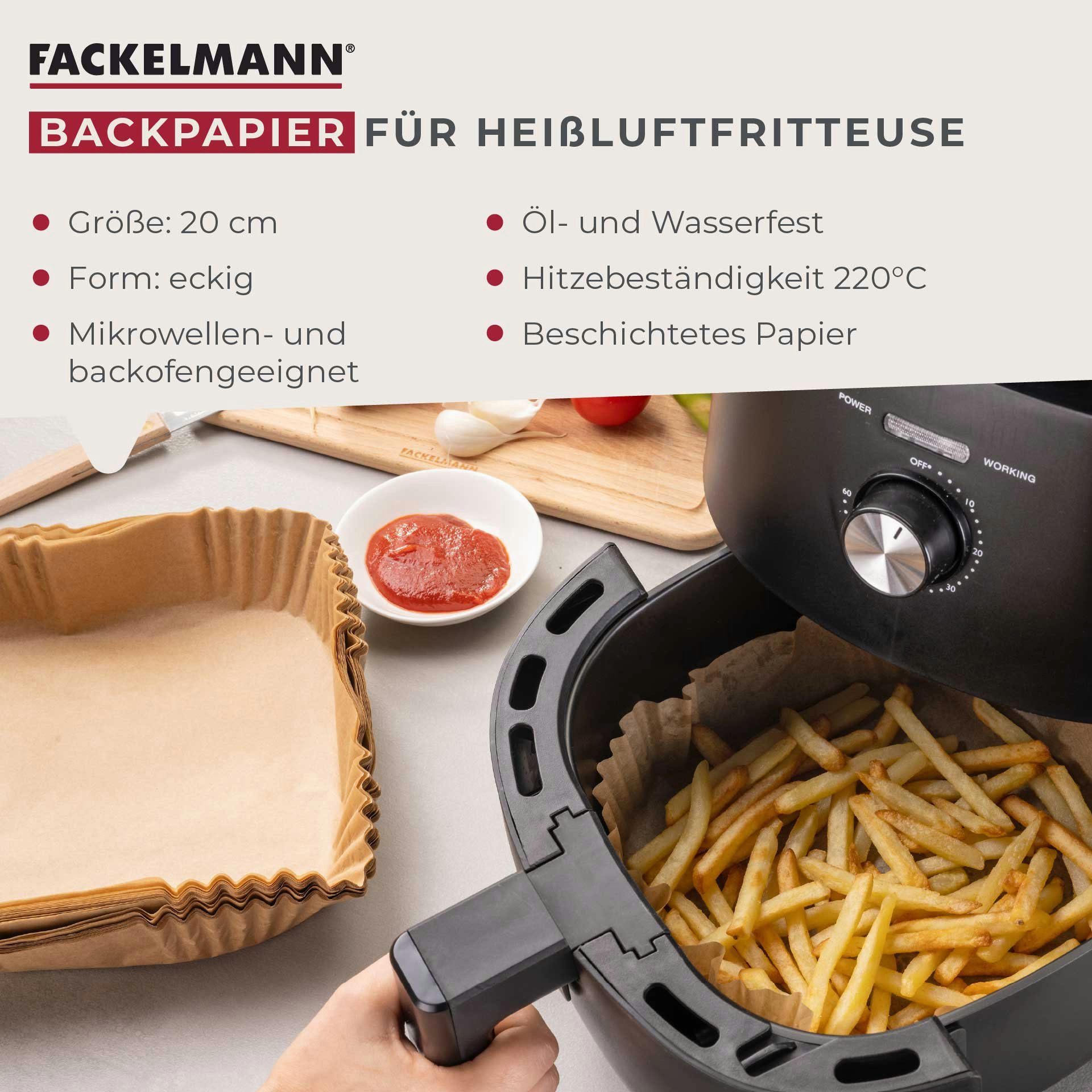 FACKELMANN Backpapier für Heißluftfritteuse, Einweg, öl- & wasserfest