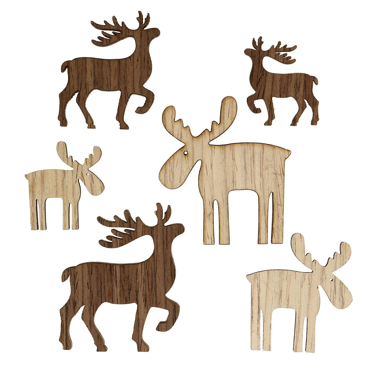 Weihnachtsmann Mix Rentiere zum Streuen Braun Natur 3-5cm 72 St Deko Weihnachtsdeko