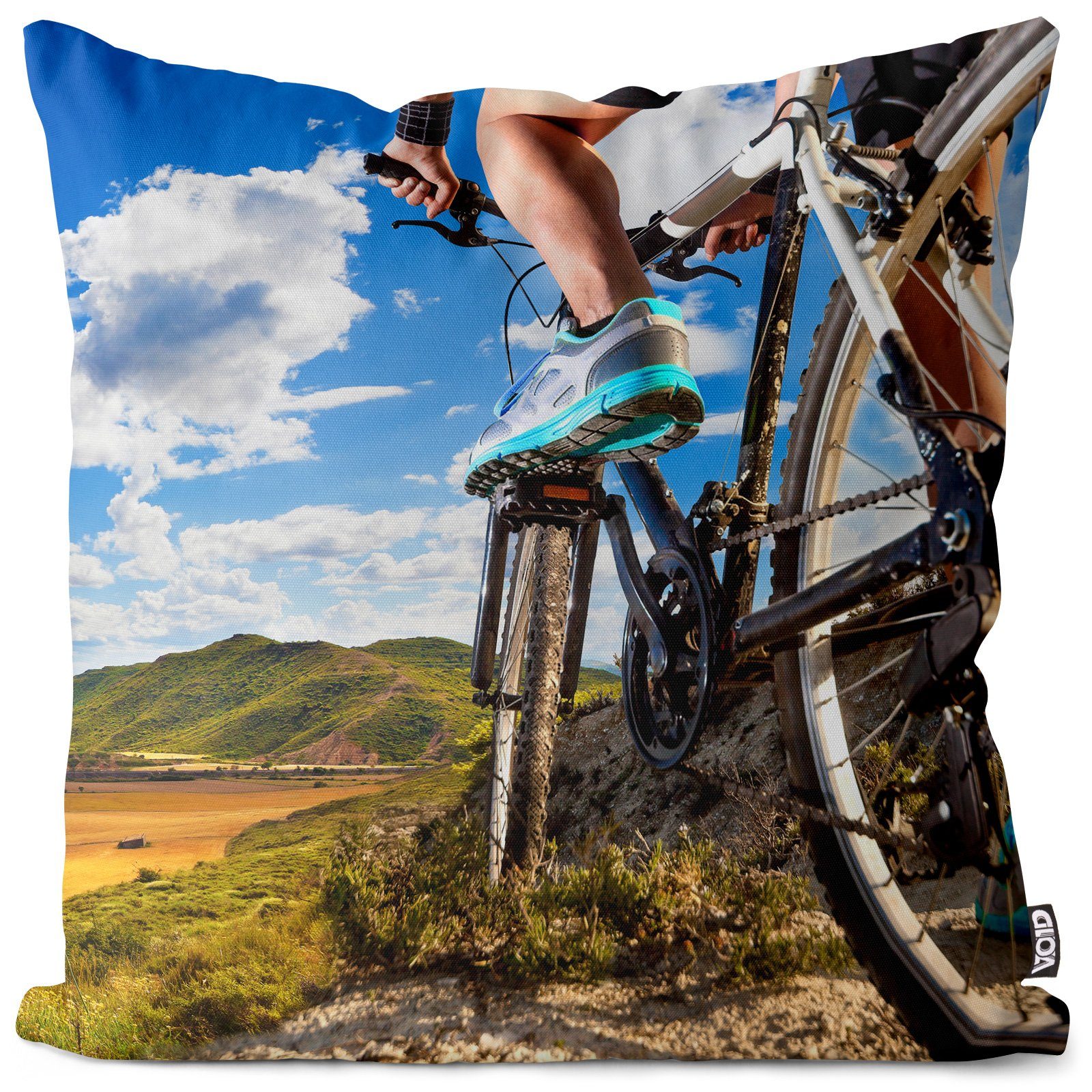 Kissenbezug, VOID (1 Stück), Sofa-Kissen Fahrrad fahren Mountain Bike Rad Tour Sport radeln Landschaft Ausflug Berge Reise Urlaub Sommer