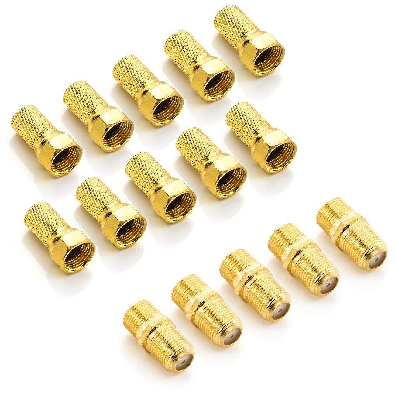 deleyCON deleyCON F-Stecker Set mit 5x Verbinder & 10x F-Stecker 7mm SAT-Kabel