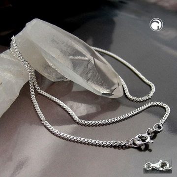 unbespielt Silberkette Halskette 1,7 mm Flachpanzerkette diamantiert 925 Silber 55 cm, Silberschmuck für Damen und Herren
