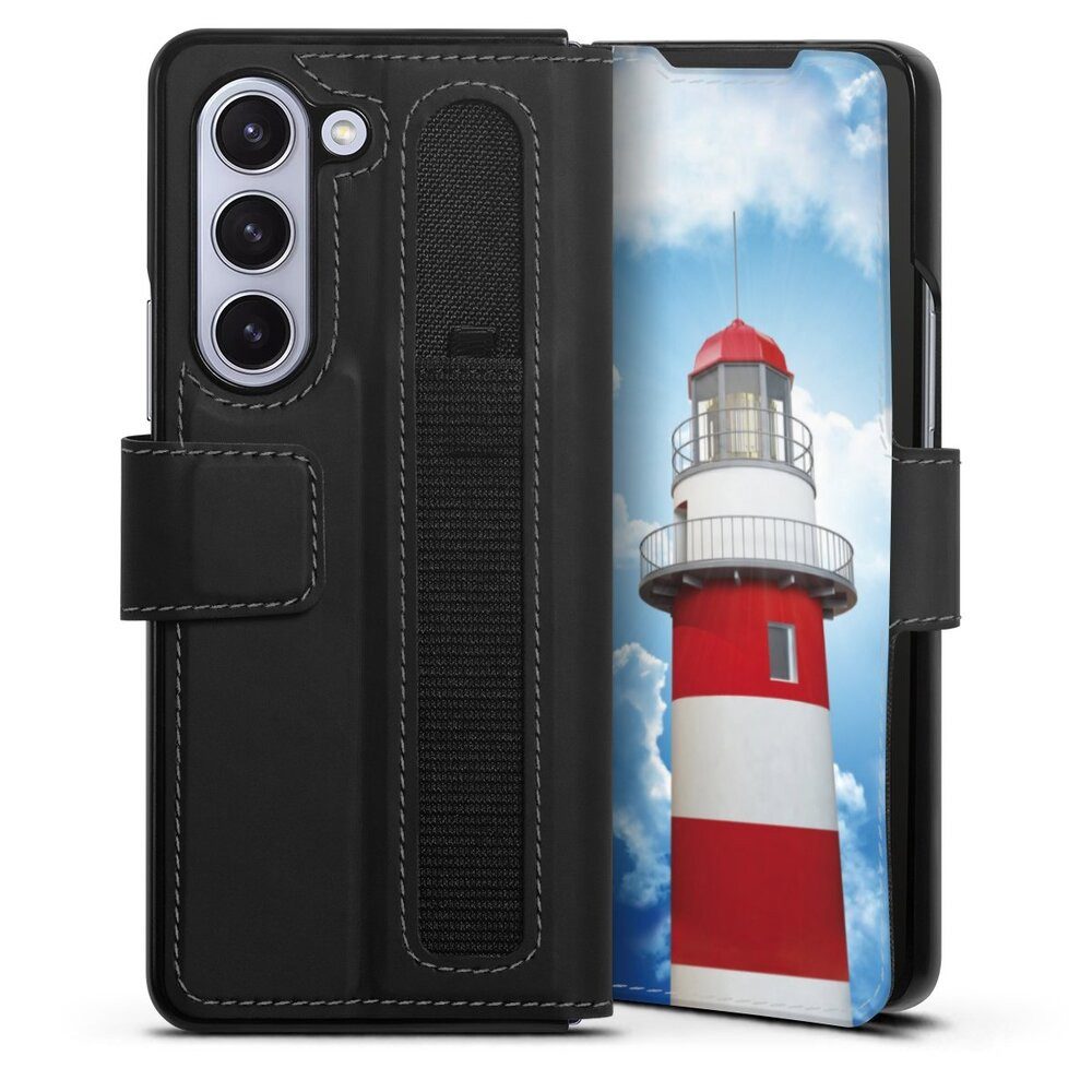 DeinDesign Handyhülle Leuchtturm Wolke Himmel Leuchtturm, Samsung Galaxy Z Fold 5 Hülle Handy Flip Case Wallet Cover
