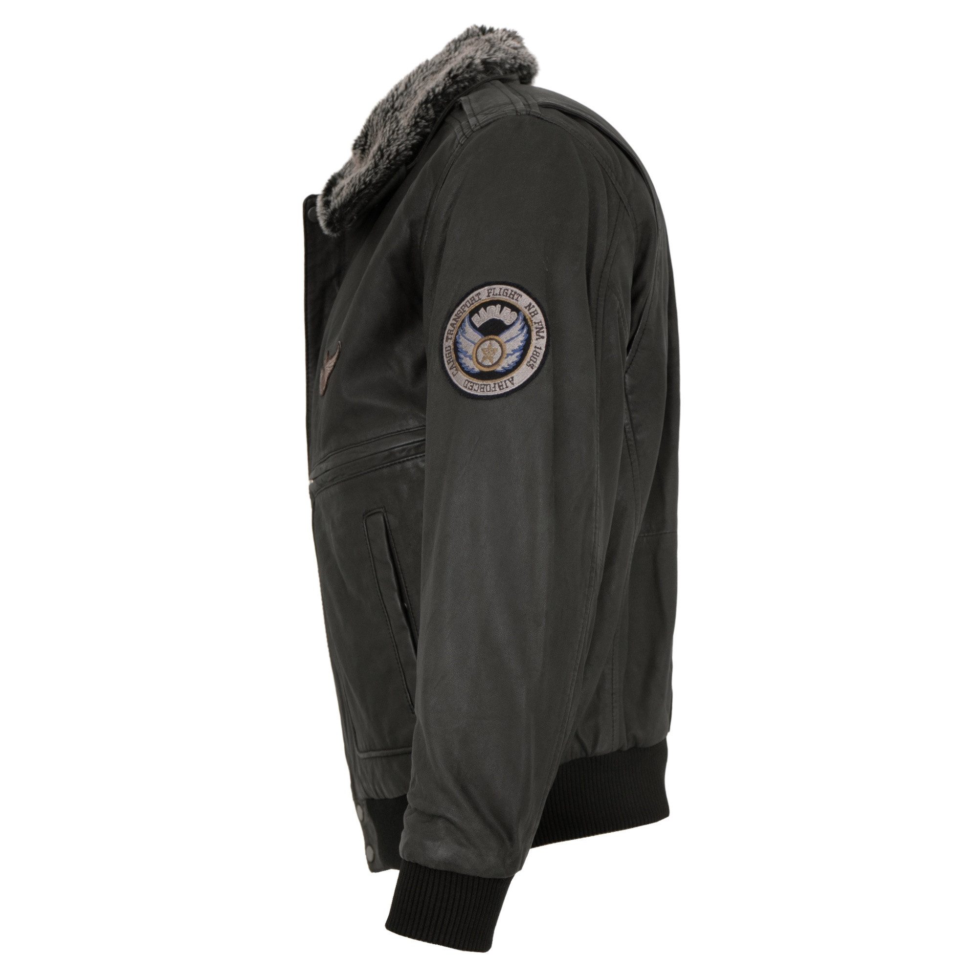 Maddox Lederjacke Laslo Maddox - Herren Lederjacke Fliegerjacke Lammnubuk schwarz