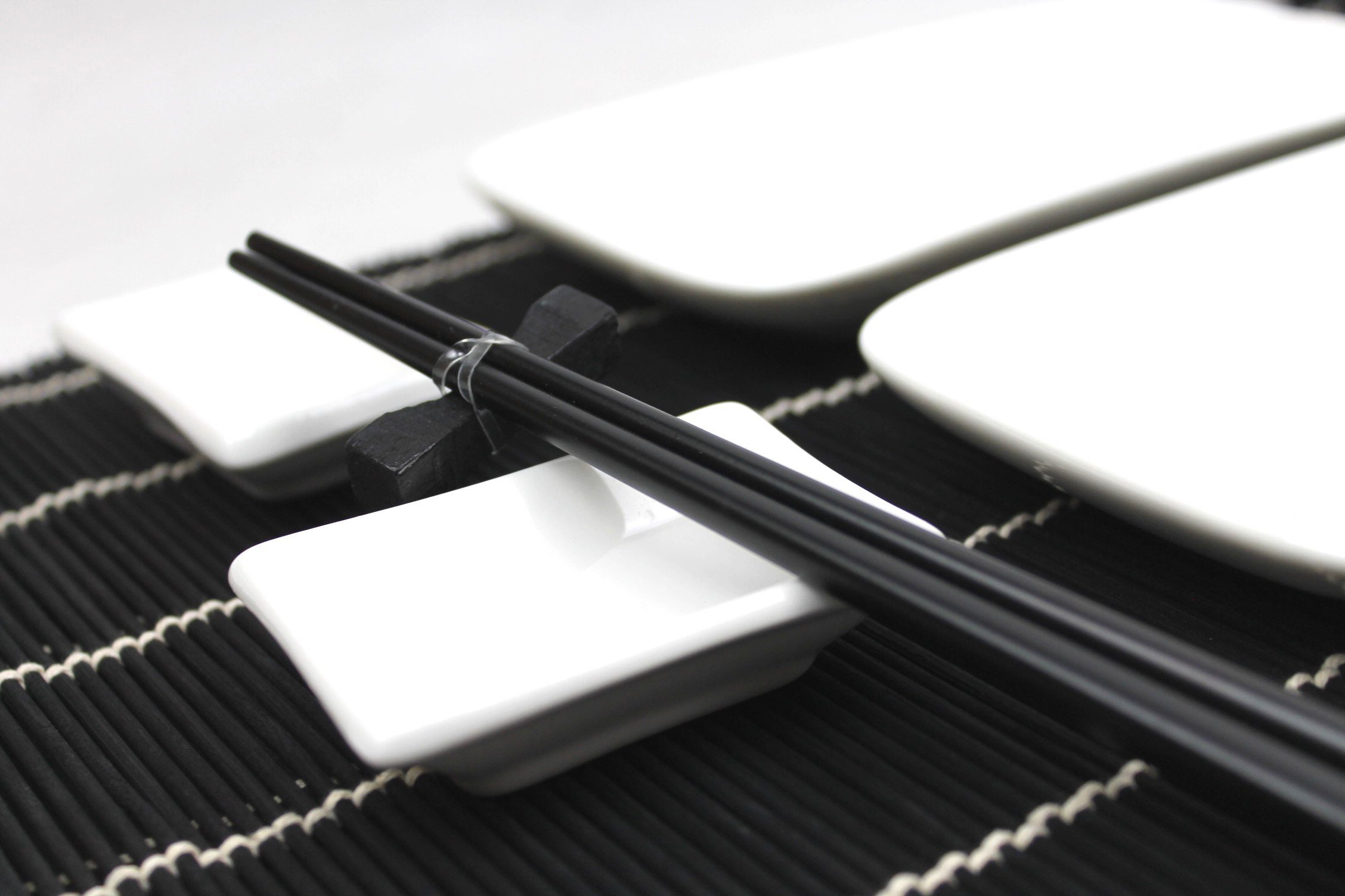 Sushi-Set Tischgeschirrset Geschirr-Set für 2 Personen schwarz Tischset