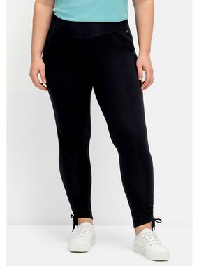 Sheego Leggings Große Größen mit breitem Bund und Raffung am Saum