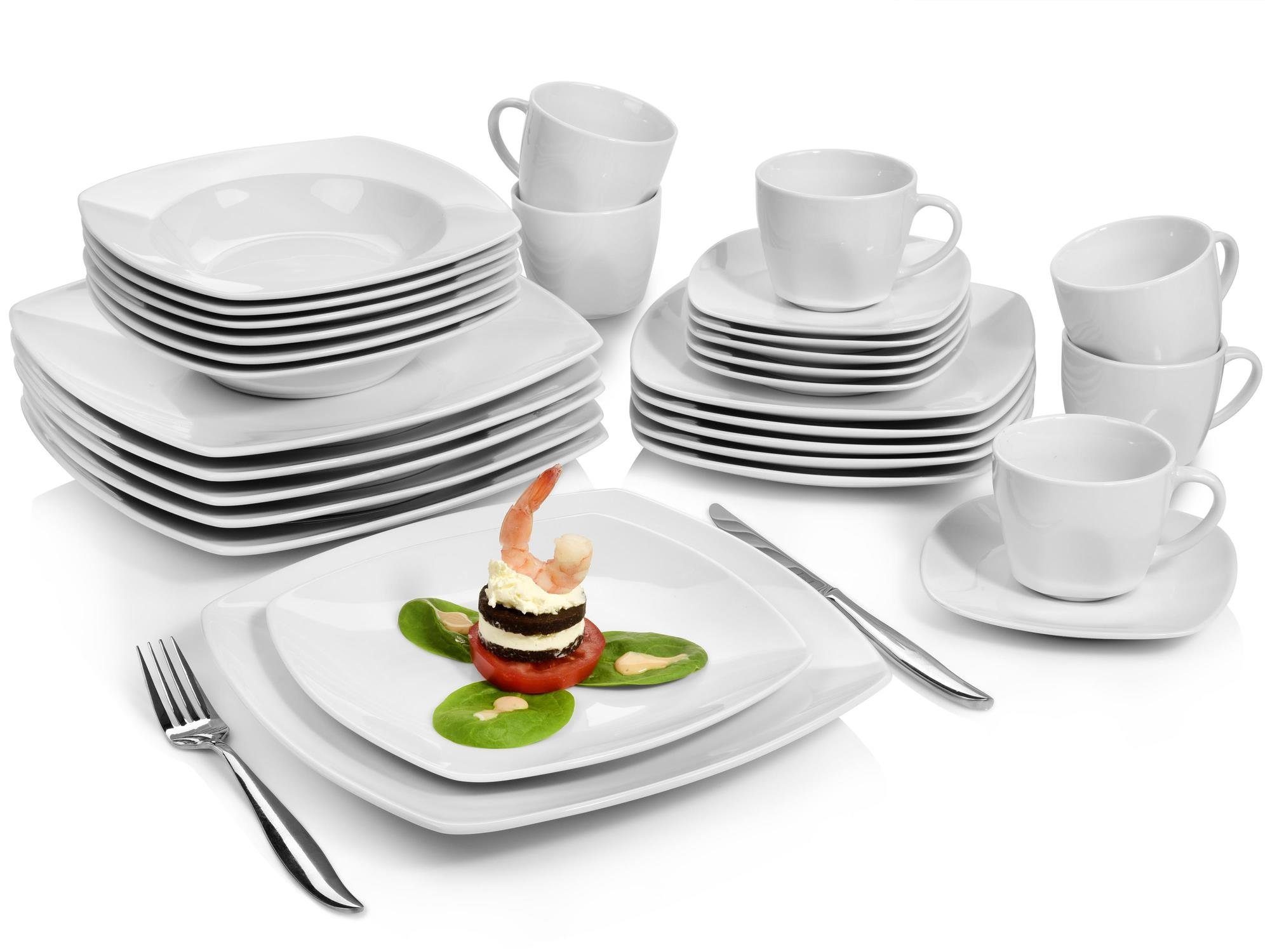 SÄNGER Kombiservice Markant Geschirrset (30-tlg), 6 Personen, Porzellan, spülmaschinengeeignet, Premium Collection