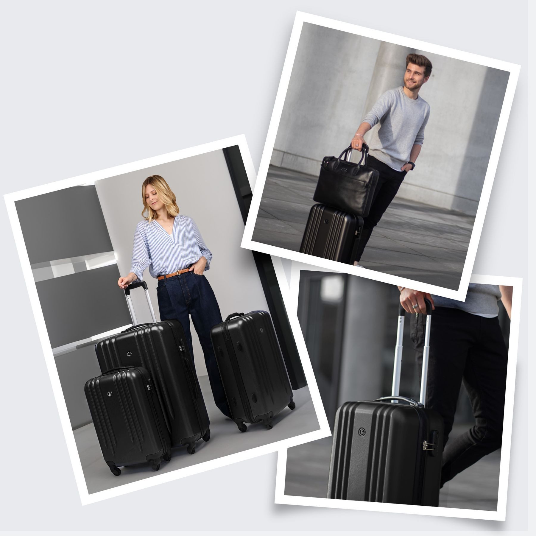 FERGÉ Kofferset Hartschale 3 teilig Koffer Set Marseille, 4 Rollen, (3er Kofferset stabil und leicht mit Zahlenschloß, 3 tlg., Hartschalen-Trolley Set 3 Größen Handgepäck Koffer M XL), Trolley 3er Koffer Set, Reisekoffer 4 Rollen, Premium Rollkoffer