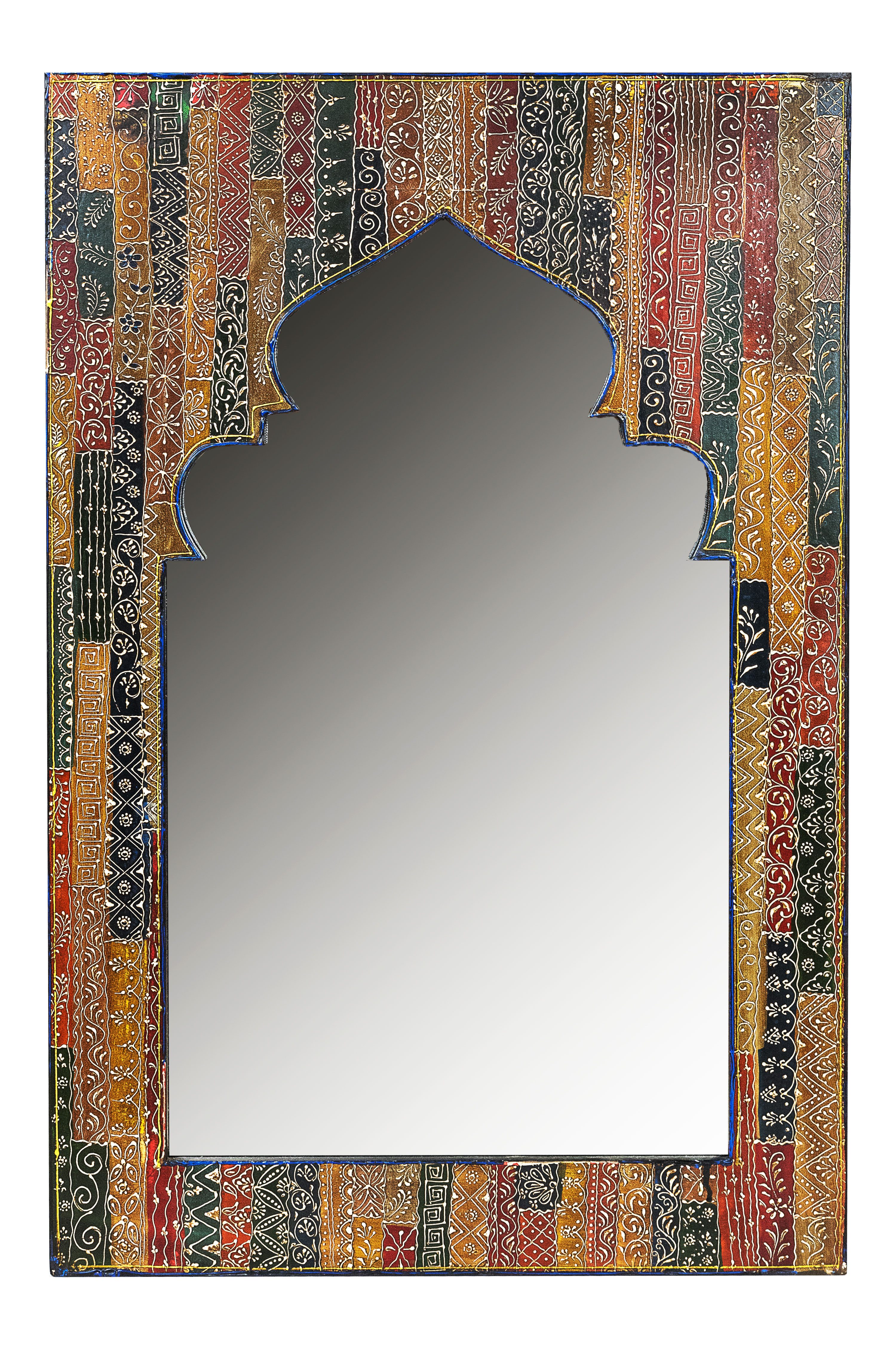 Marrakesch Orient & Mediterran Interior Wandspiegel Orientalischer bemalter Зеркало Tarana - 90cm -, Handarbeit