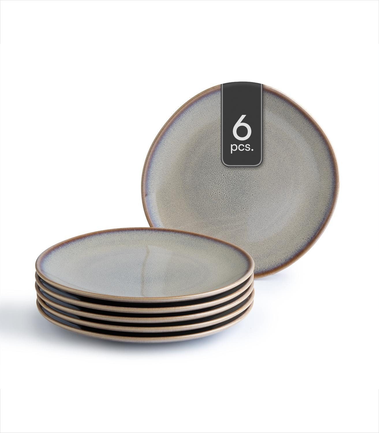 Villeroy & Boch Dessertteller Frühstücksteller LAVE, Beige, Grau, Ø 23 cm, (6 St), Steingut, Made in Germany