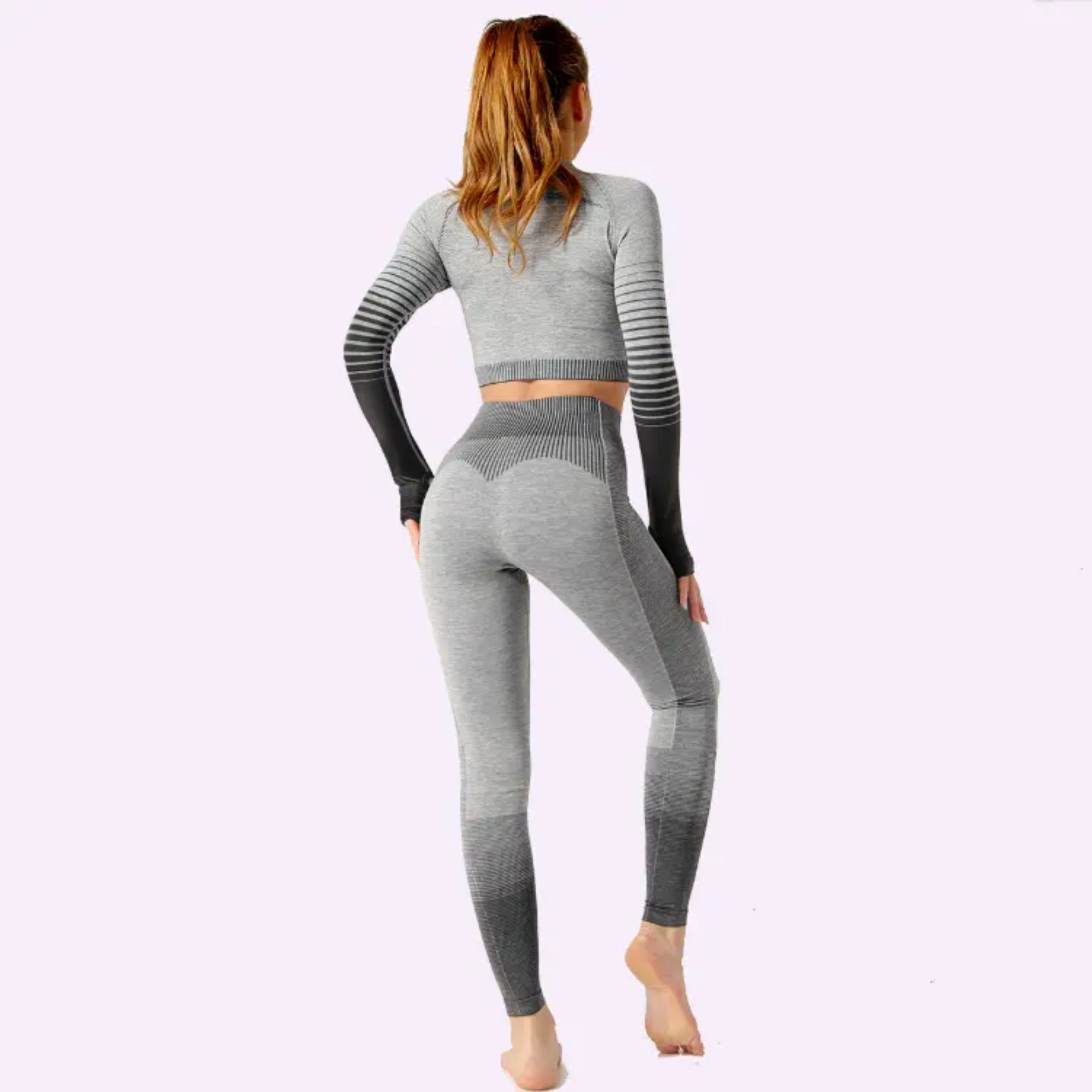 Pelliot Trainingstights Fitness Sportbekleidung schnell dick, trocknend atmungsaktiv, Hohe (Einzelset) langärmlig, Taille Damen Trainingsbekleidung Yogahose