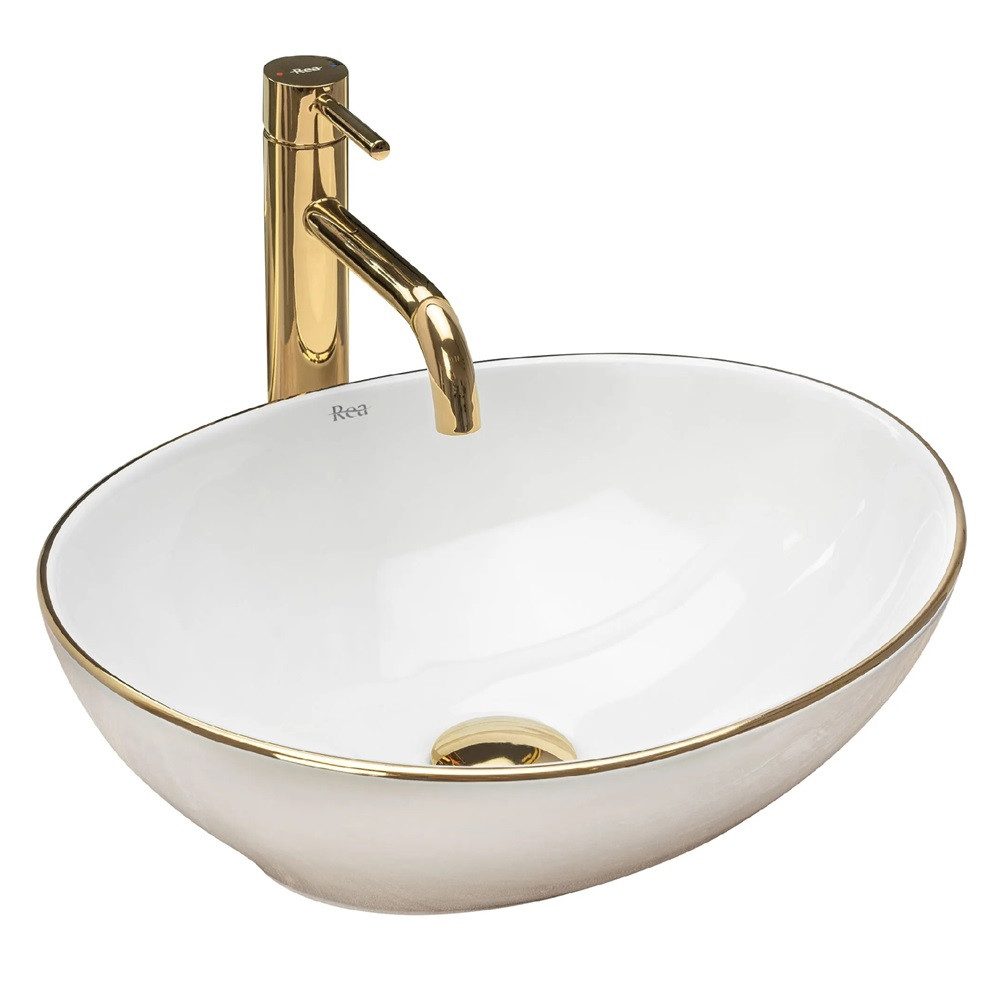 wohnwerk.idee Aufsatzwaschbecken Waschbecken Schwarz Weiß Gold günstig online kaufen