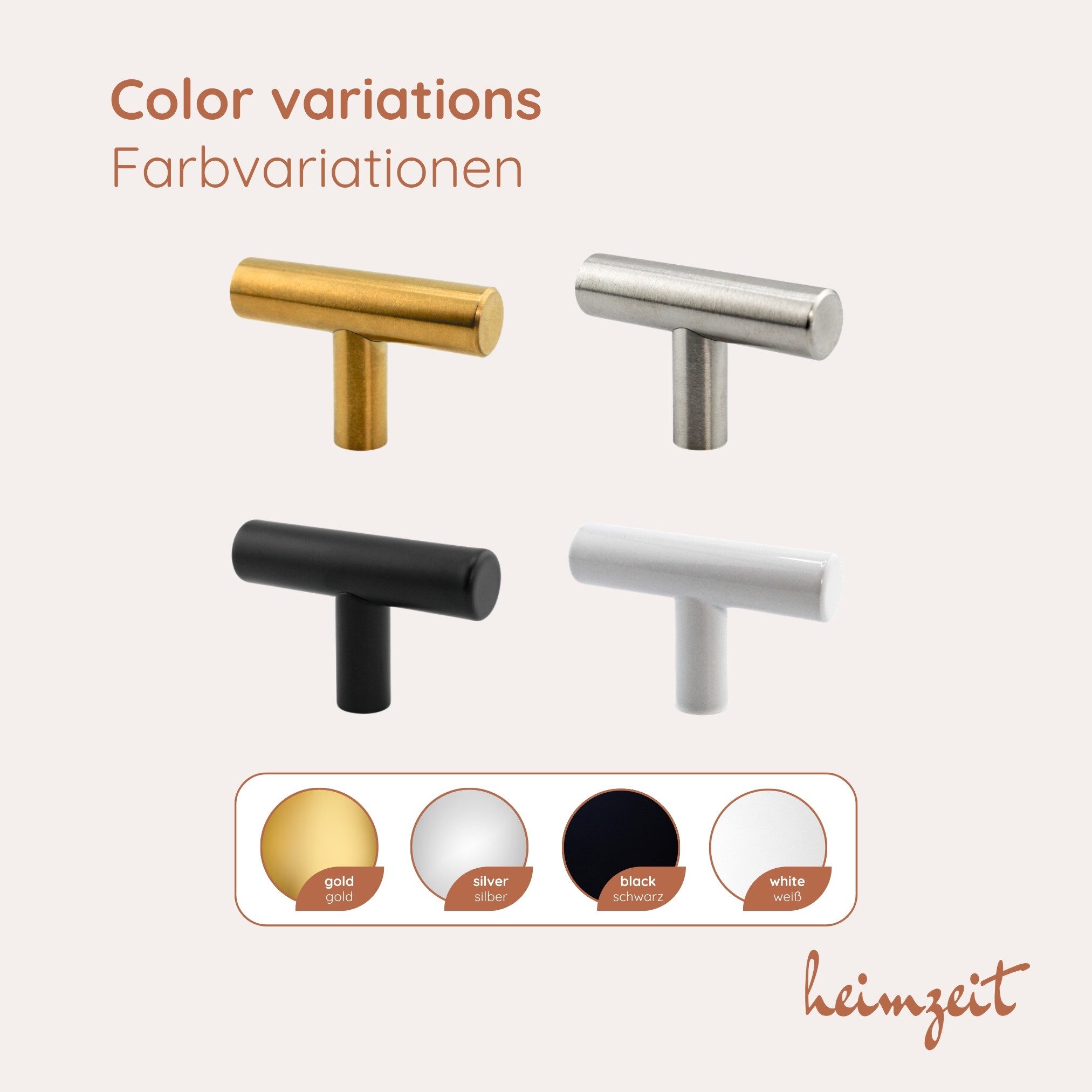 heimzeit Möbelgriff heimzeit Möbelgriffe T-Form (Set, 6-St), für Schubladen, Türen und Kommoden, inkl. Schraube