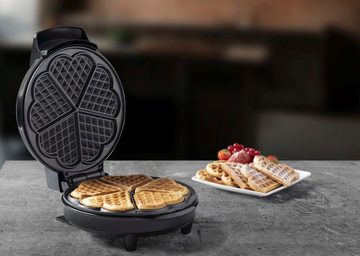 bestron Waffeleisen AWM700CO, 700 W, Waffelautomat mit Antihaftbeschichtung für Waffeln in Herzform