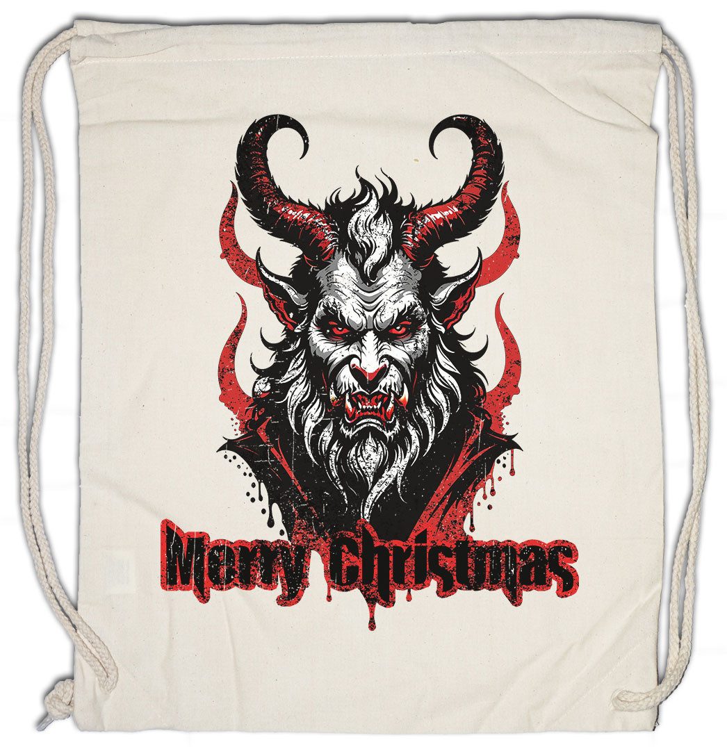 Turnbeutel Evil X-Mas Krampus Turnbeutel White Merry Christmas Santa Bad Claus