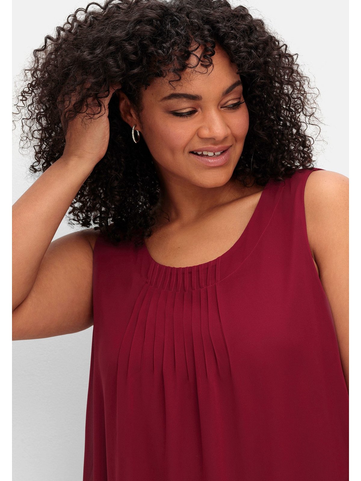 Sheego Longtop Große Größen mit Chiffon und blickdichtem Jersey
