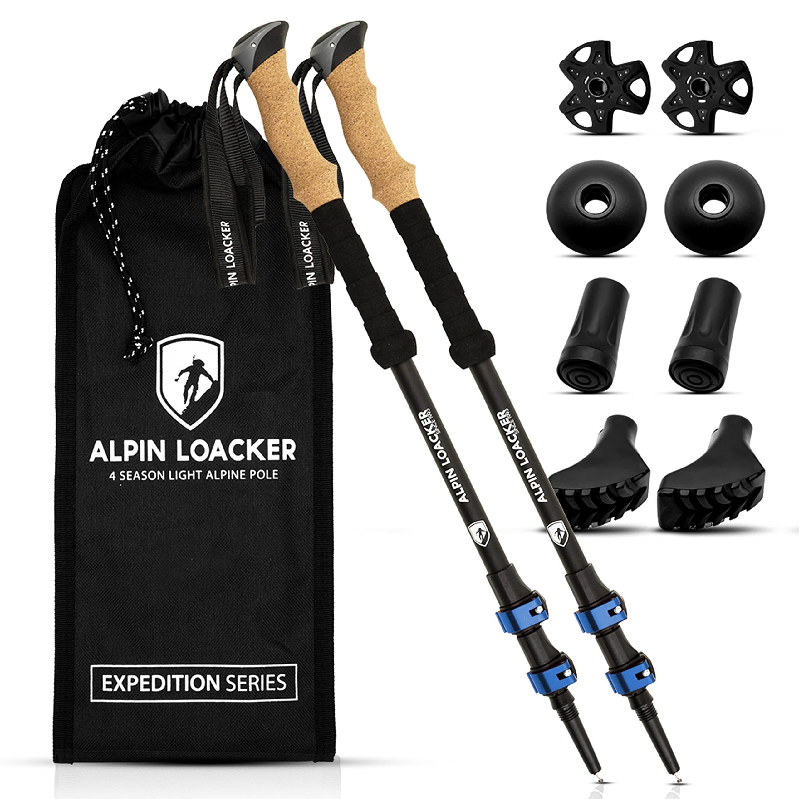 Alpin Loacker Wanderstöcke Teleskop Wander Палочки Aluminium mit Korkgriff (Leichte Nordic Walking Палочки Damen und Herren für Skifahren und Wandern), Trekkingstöcke für Bergsport